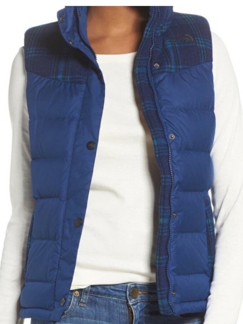 The North Face Womens Nuptse Plaid Down Vest size L